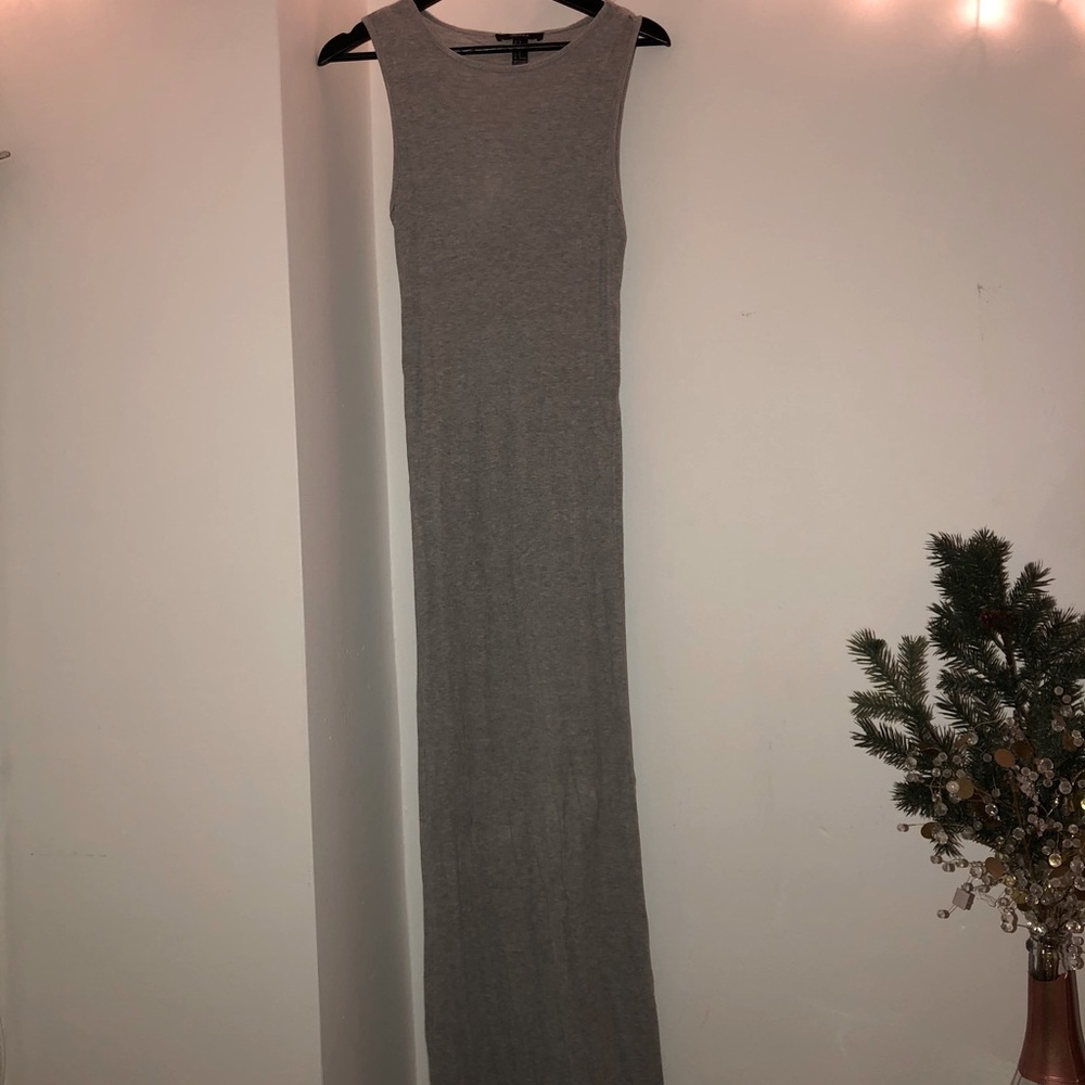 Gray long hip hugging maxi dress